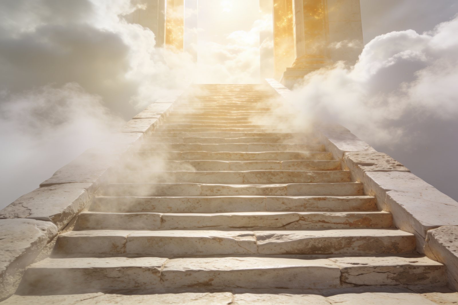 Stone steps ascending into light